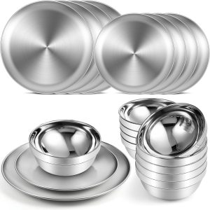 Sunnyray 10-Set Stainless Steel Plates and Bowls