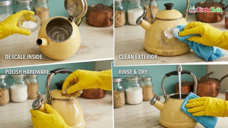 How to Clean a Vintage Yellow Tea Kettle