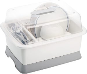Lyellfe Plastic Dish Drying Rack With Cover