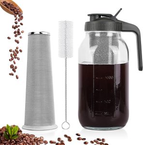 QHH Cold Brew Coffee Maker, 64 oz Mason Jar Pitcher