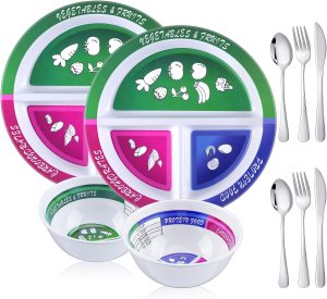 Singhoow 4 Pcs Portion Control Set with 6 Pcs Stainless Steel Silverware