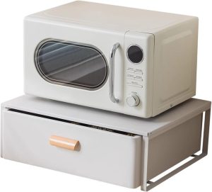 Steel Microwave Stand with Pull-Out Drawers