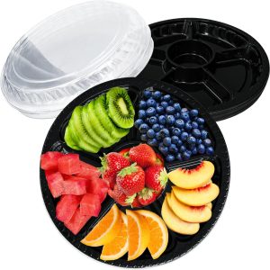 Tiaiidi 12 Pack Plastic Appetizer Trays with Lid