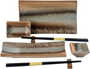 UNICASA Ceramic Sushi Plate Set for 2